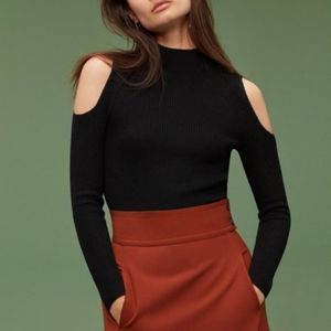 Elegant Black Cold Shoulder Sweater